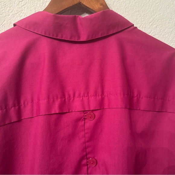 Women's Foxcroft Magenta Collared Button Front Blouse - Picture 10 of 12